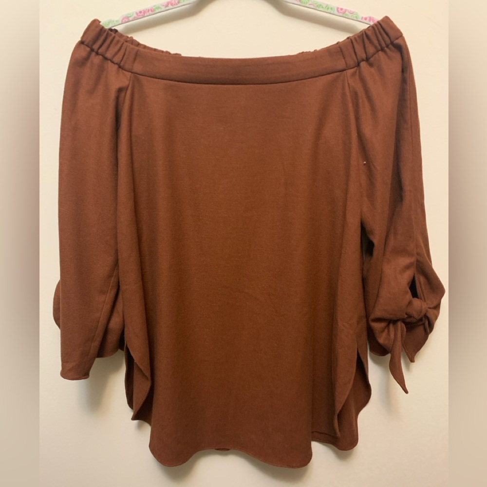 TIBI Wool Blend Off The Shoulder Blouse